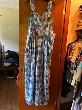 Blue Floral Overalls BLAKELEY. Size 2X .EUC